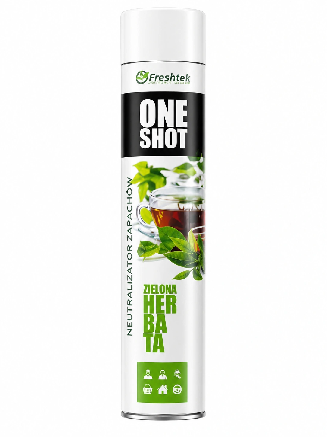 5906395398126-gaisa-atsvaidzinatajs FRESHTEK ONE SHOT ZIELONA HERBATA gaisa atsvaidzinātājs 600 ml - Image 1