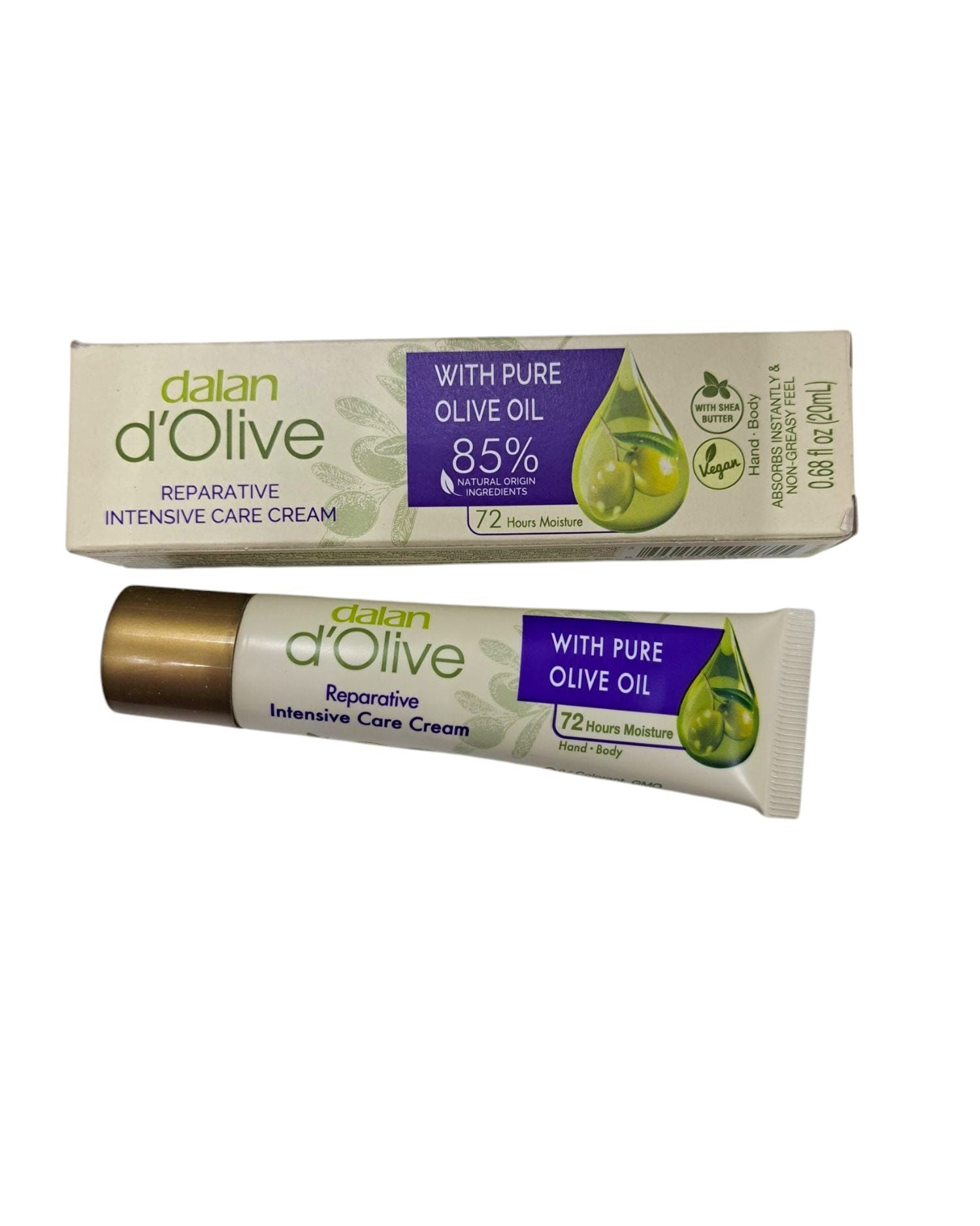 8690529009855 Dalan d’Olive Reparative Intensive Care Cream roku un ķermeņa krēms ar olīveļļu 20 ml - Image 1