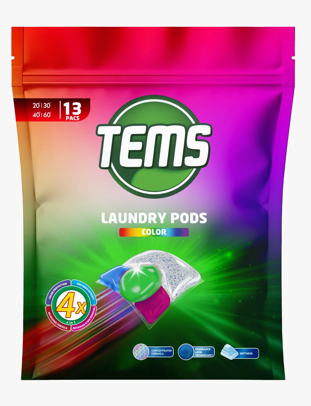 8697916022749 TEMS Laundry Pods Color veļas mazgāšanas kapsulas 13 gab. - Image 1