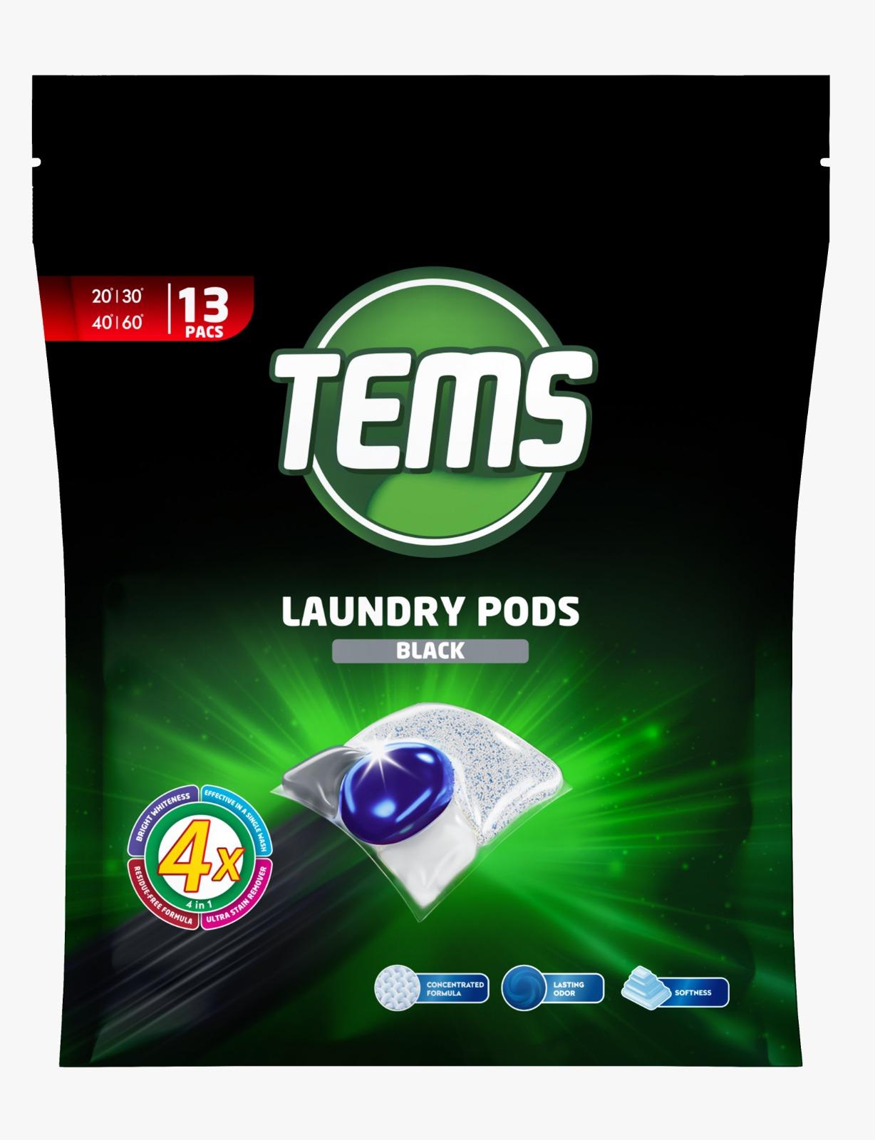 8697916022756 TEMS Laundry Pods Black veļas mazgāšanas kapsulas 13 gab. - Image 1